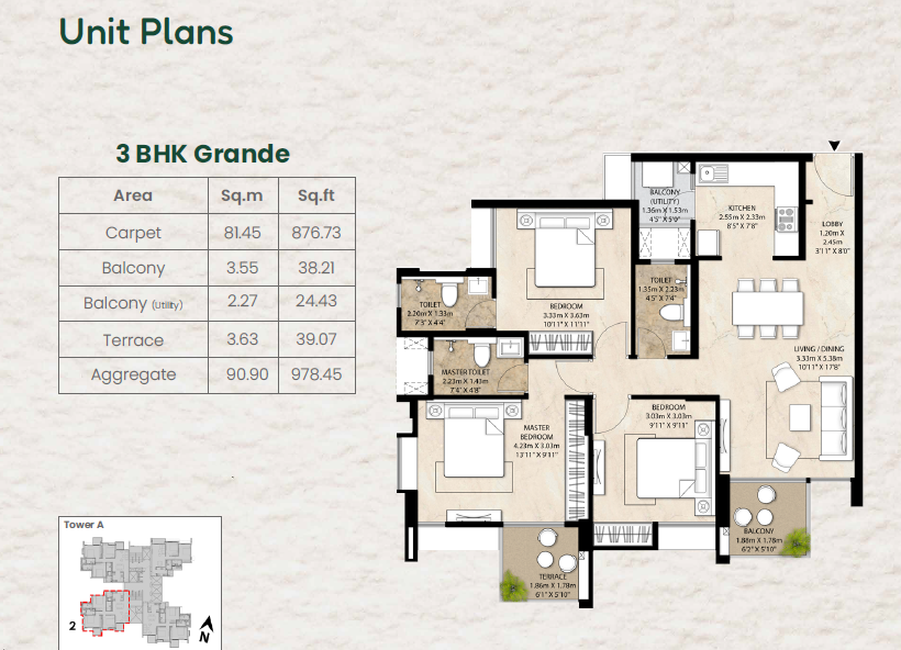 mahindra pimpri nestalgia 3bhk unit plan